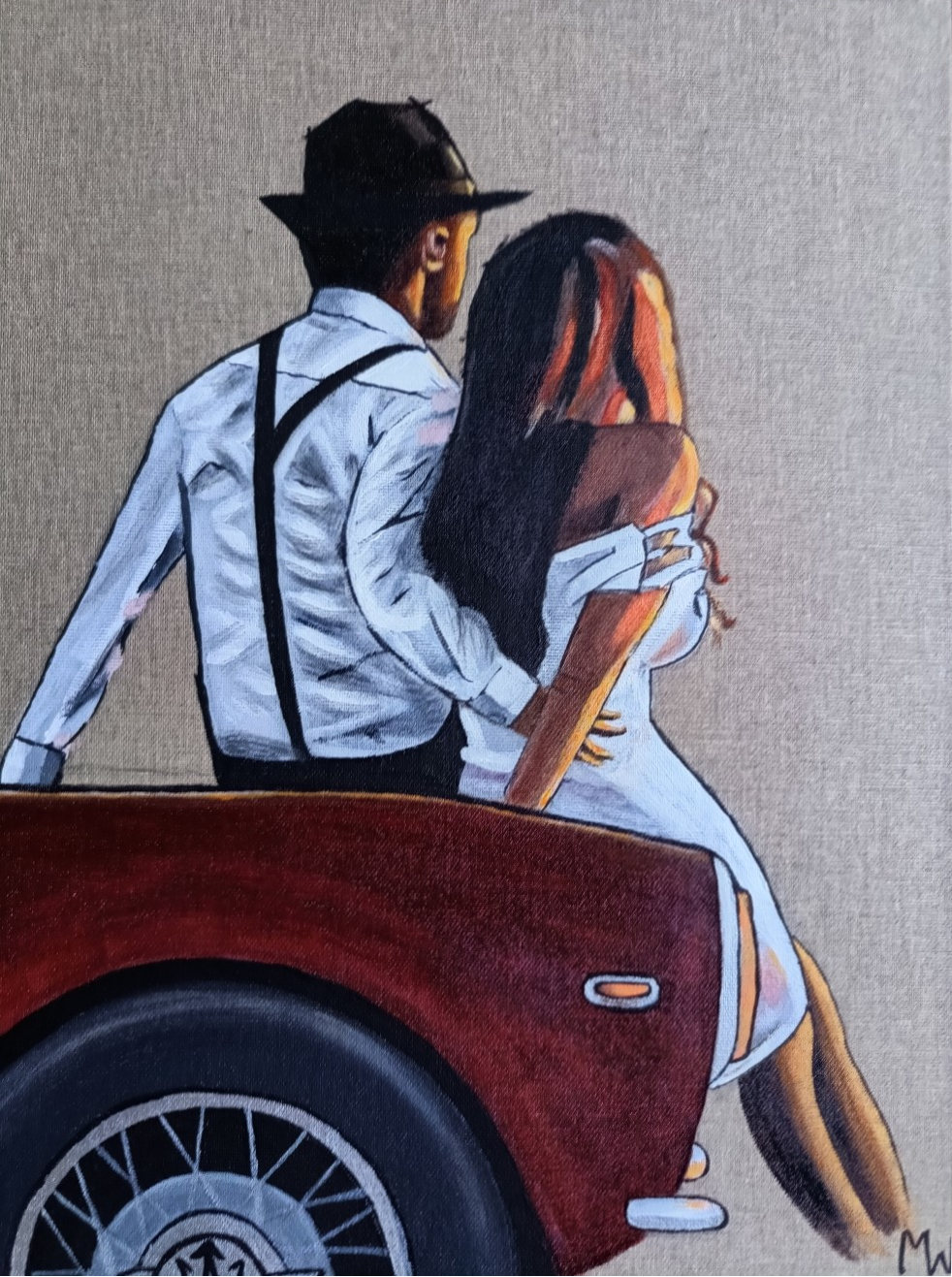 Coucher de soleil en Maserati 30x40